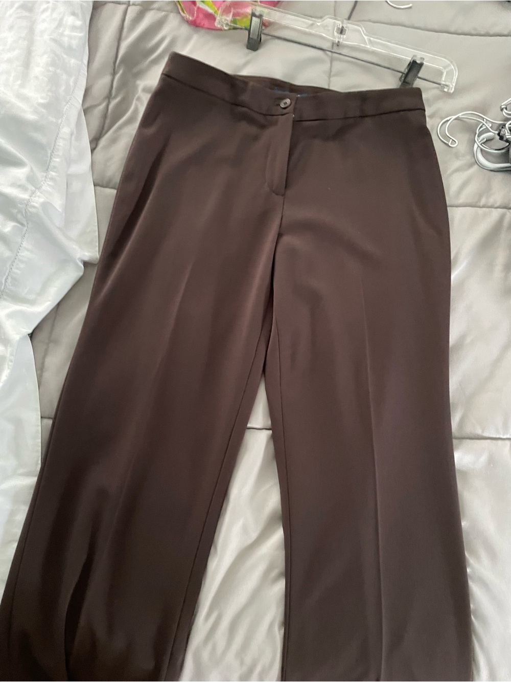 Classic Women's Brown Straight-Leg Dress Trousers - Picture 3 of 6